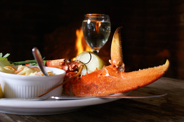 Local lobster served with salad