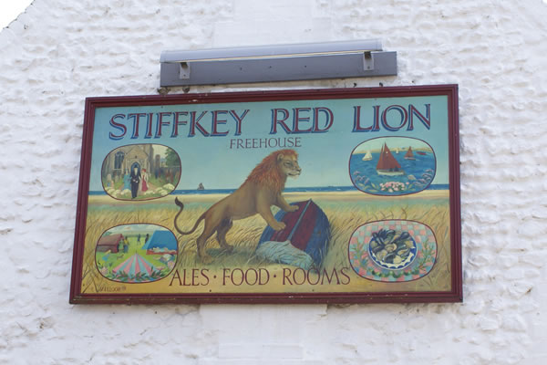 Hand painted Stiffkey Red Lion pub sign